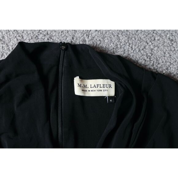 MM LaFleur Dress Womens 6 Black Blair 2.0 Ruched Twist Long Sleeve Midi Zip Up - Picture 5 of 13